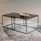 Salontafel set van 2 van zwart mangohout met visgraatpatroon