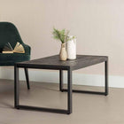 Eenvoudige zwarte salontafel van mangohout 110 cm lang
