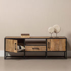Industrieel tv meubel van mangohout 210 cm breed