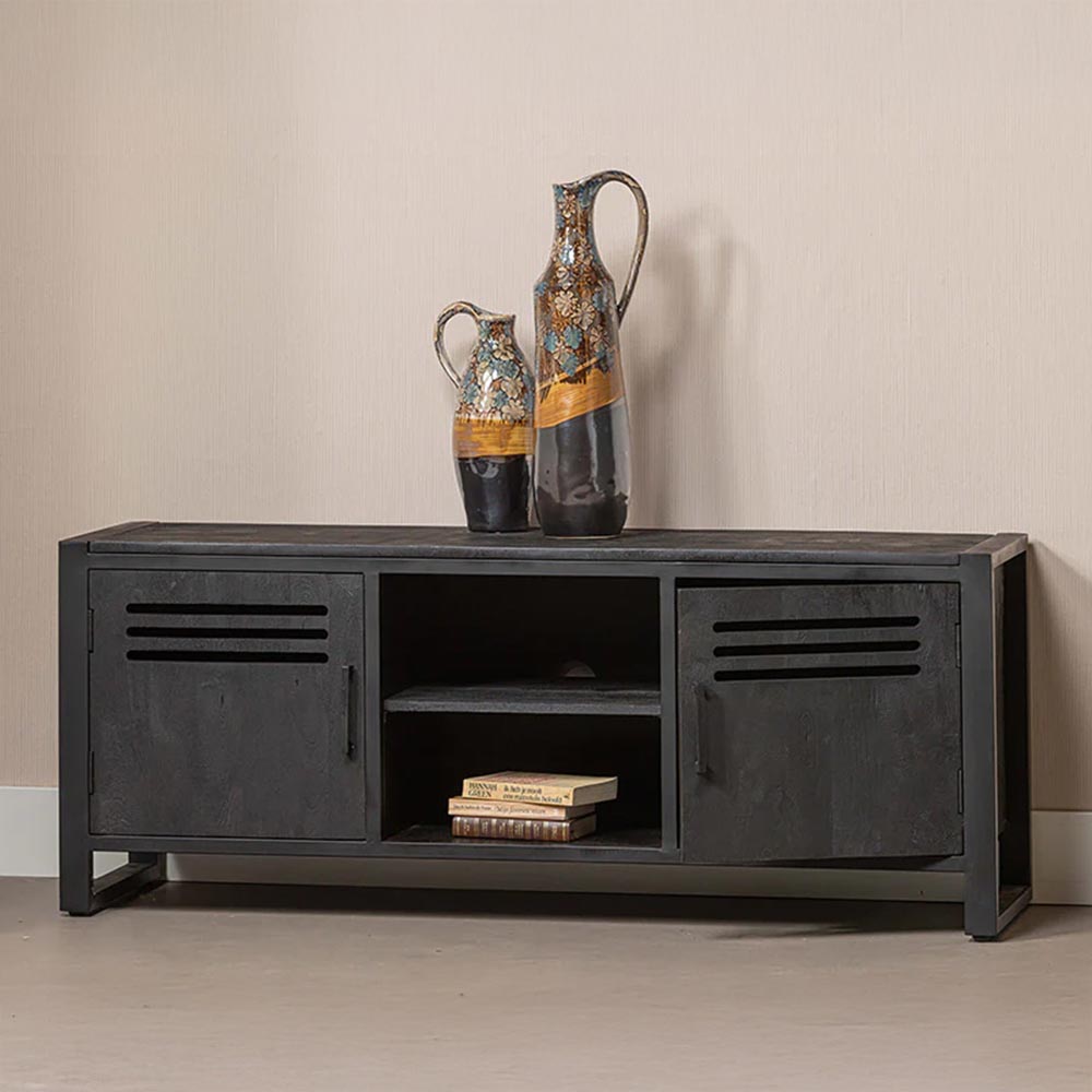 Mangohouten TV Meubel Tristan 150 cm Zwart