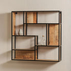 Industrieel wandrek met metalen frame en mangohout
