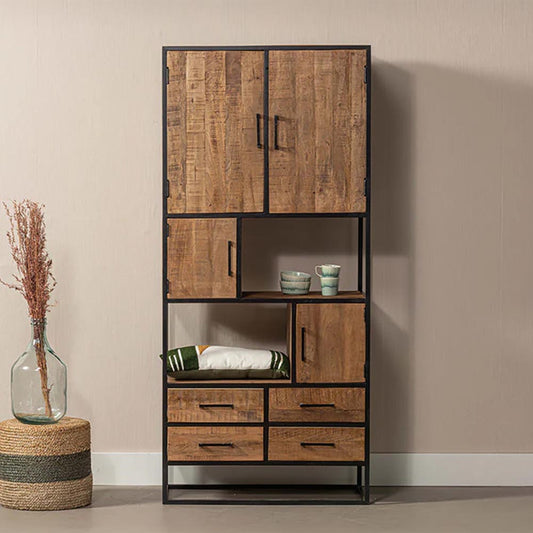 Mangohouten vakkenkast Denver Lowen 90 cm