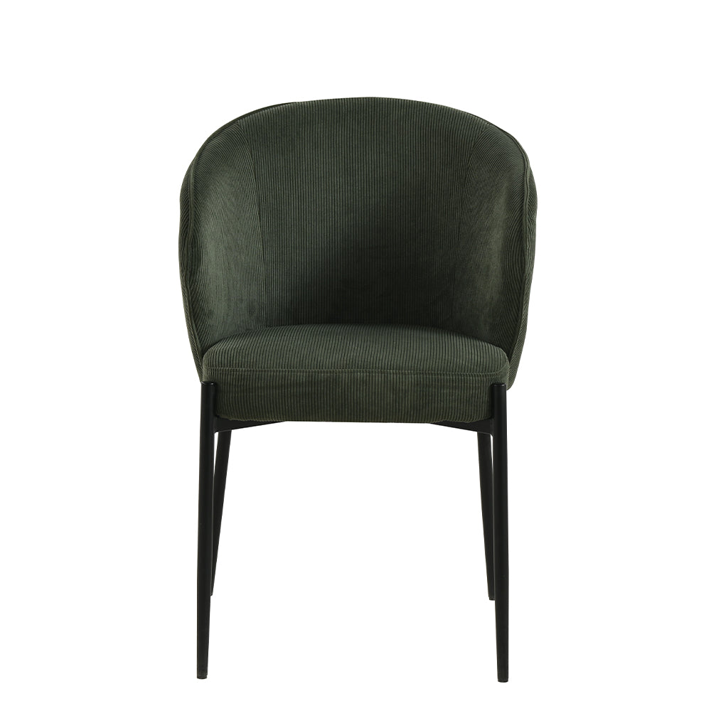 Eetkamerstoel Uppsala Donkergroen Rib met zwart onderstel