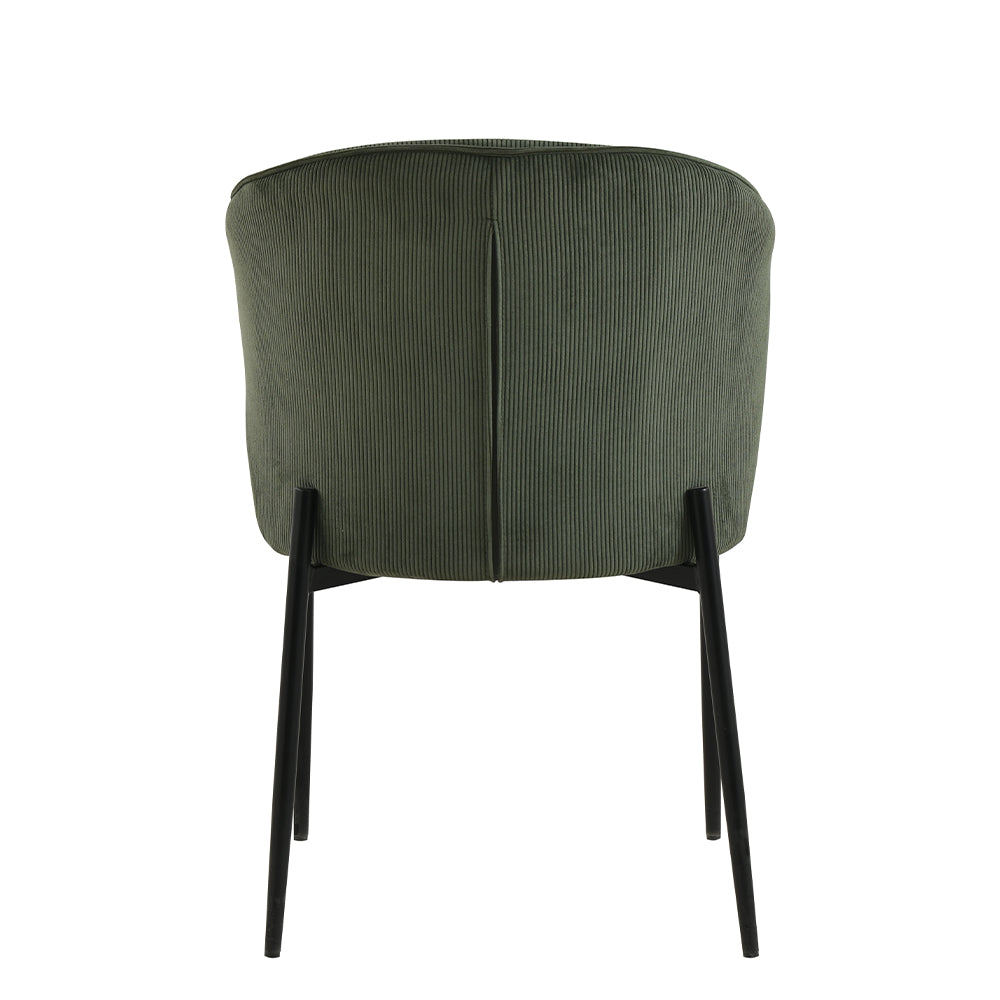 Eetkamerstoel Uppsala Donkergroen Rib met zwart onderstel