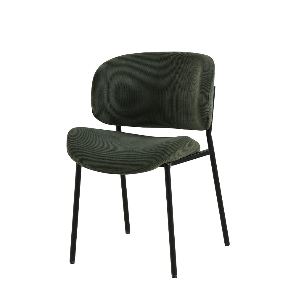 Eetkamerstoel Sigtuna Donkergroen Rib met zwart onderstel