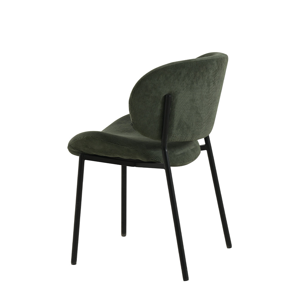Eetkamerstoel Sigtuna Donkergroen Rib met zwart onderstel