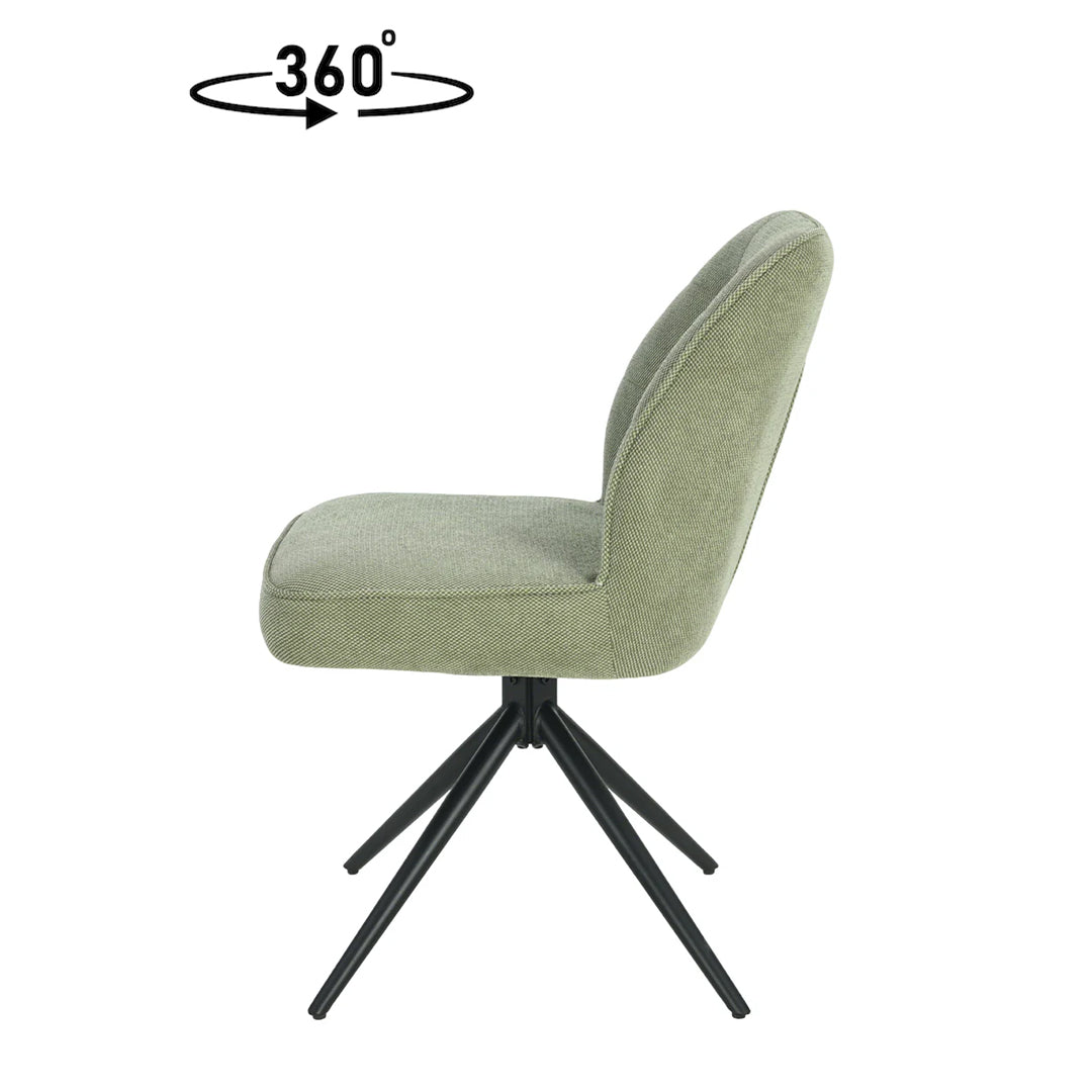 Eetkamerstoel Reykjavík Lichtgroen met zwart onderstel