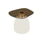 Salontafel met glazen blad en witte poot