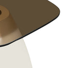 Salontafel met glazen blad en witte poot
