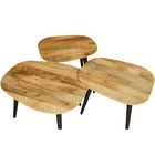 Drie mangohouten salontafels