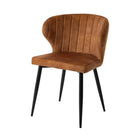 eetkamerstoel met ronde rugleuning van cognac fluweel