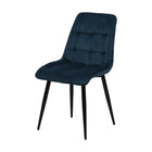eetkamerstoel van donkerblauw fluweel