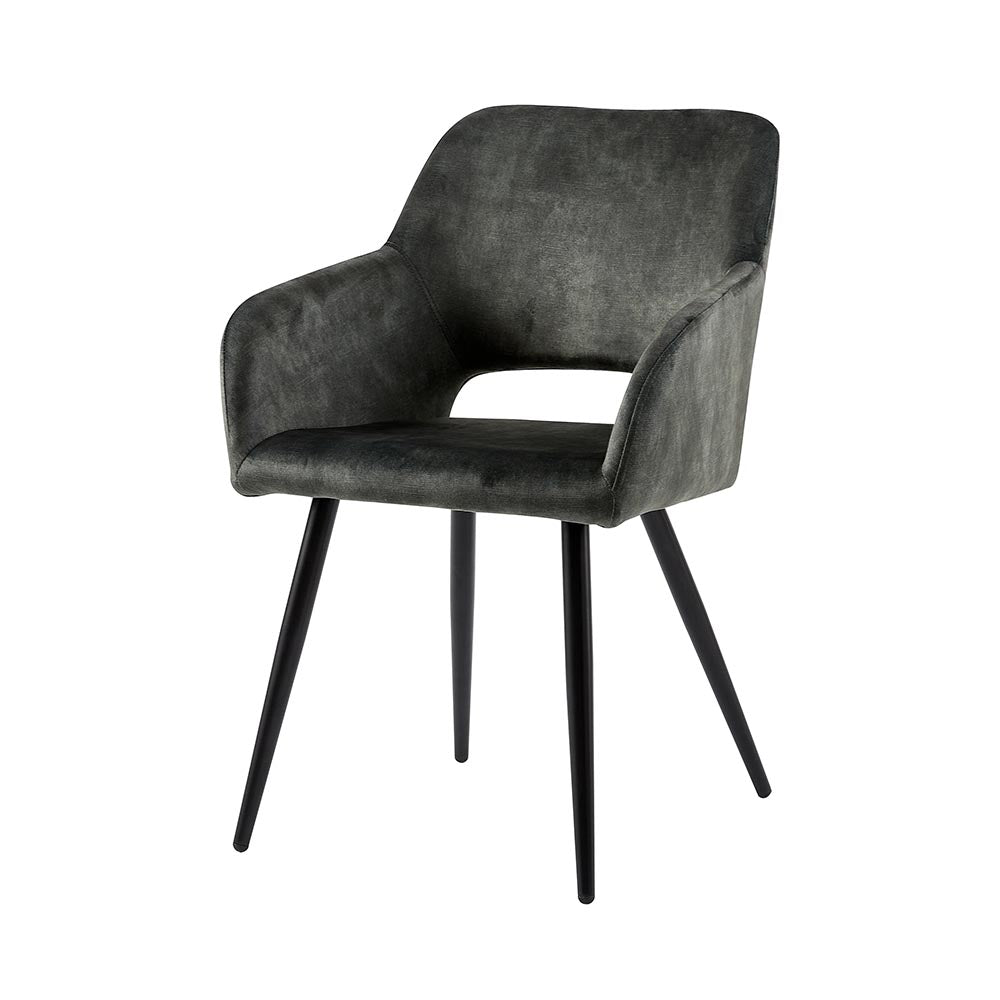 Eetkamerstoel Oslo Donkergroen Fluweel met zwart onderstel