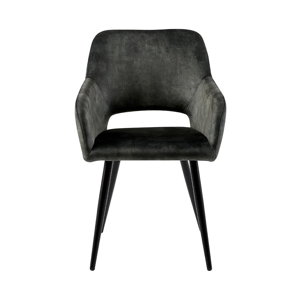 Eetkamerstoel Oslo Donkergroen Fluweel met zwart onderstel