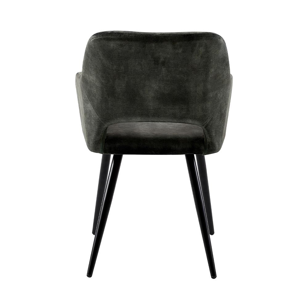Eetkamerstoel Oslo Donkergroen Fluweel met zwart onderstel