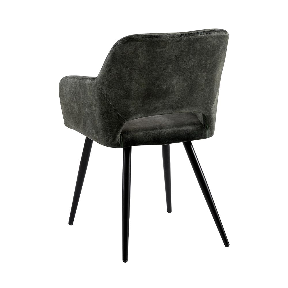 Eetkamerstoel Oslo Donkergroen Fluweel met zwart onderstel