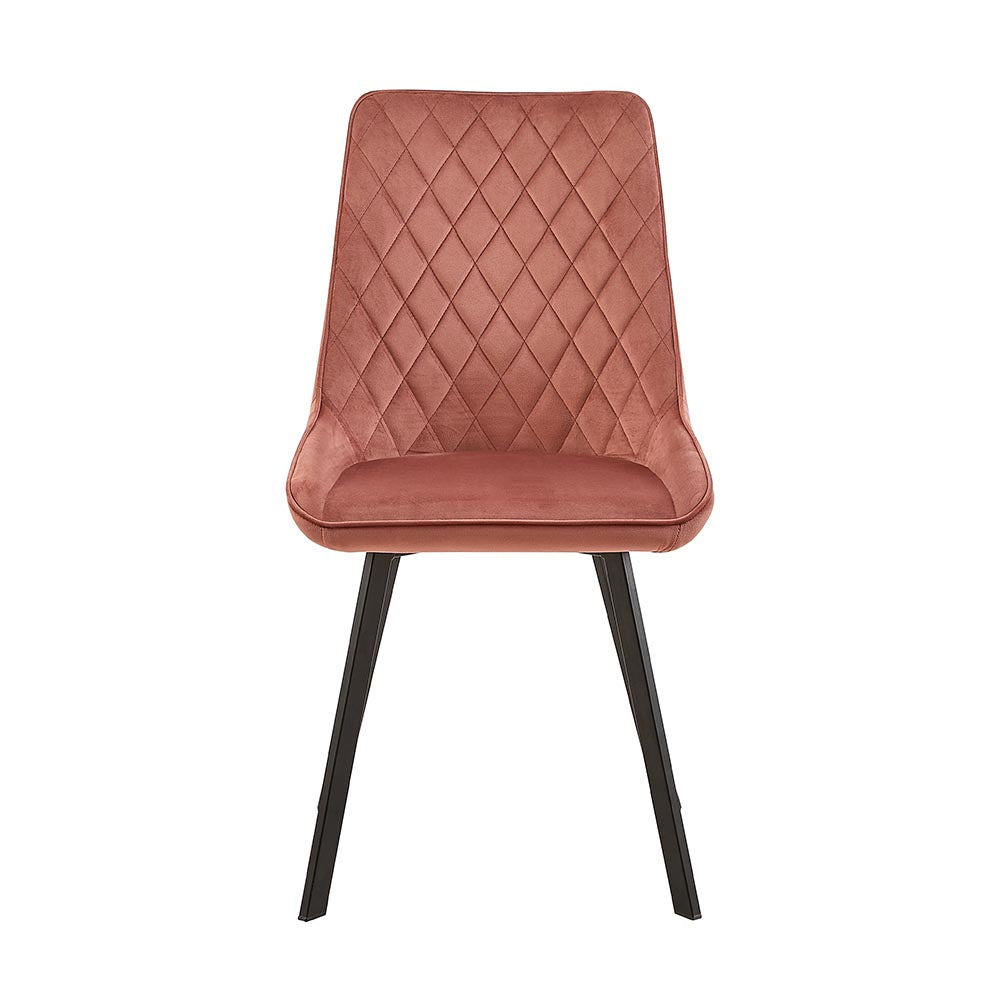 Eetkamerstoel Brøndby Roze Fluweel met zwart onderstel