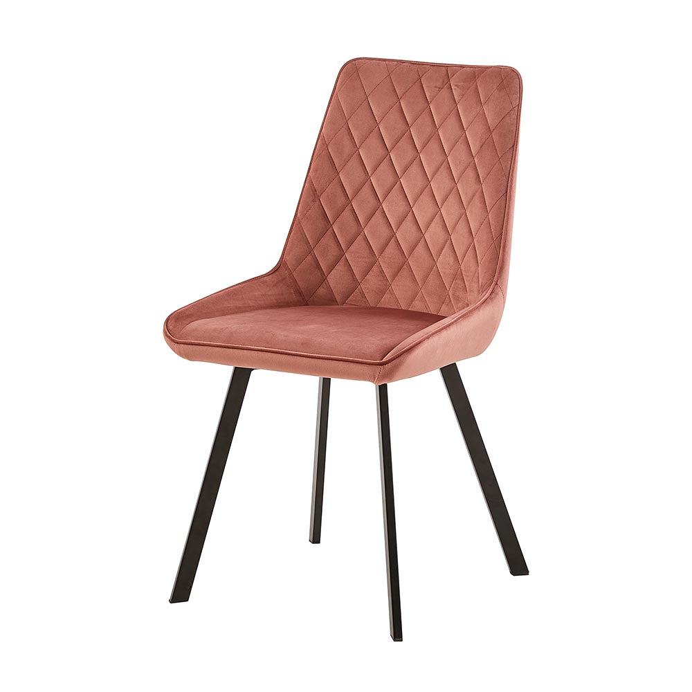 Eetkamerstoel Brøndby Roze Fluweel met zwart onderstel