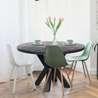 zwarte ronde eettafel van mangohout 120 cm