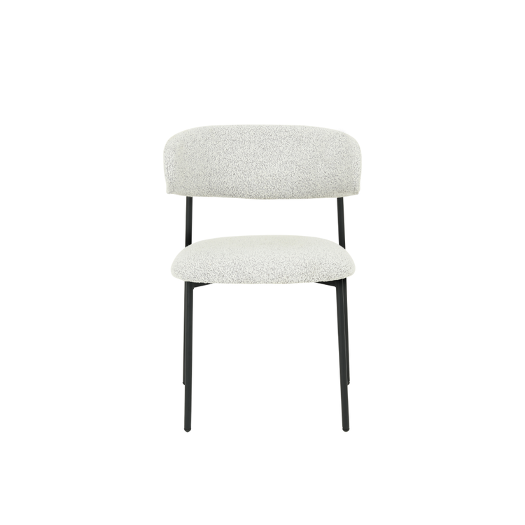 Eetkamerstoel Jutland Beige Bouclé stof met zwart onderstel