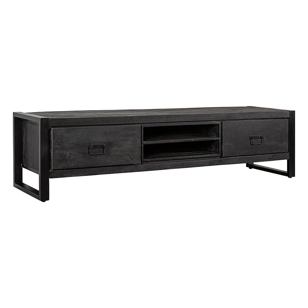 Mangohouten TV Meubel Kelvin 160 cm Zwart