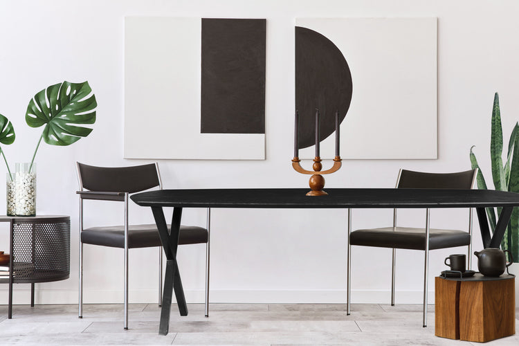 Mangohouten Eettafel Deens Ovaal Emma 220x110 cm Zwart (2,5 cm)