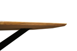 eettafel deens ovaal met dun mangohouten blad en metalen spinpoot 200 cm breed