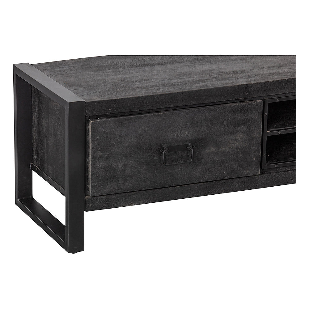 Mangohouten TV Meubel Kelvin 160 cm Zwart