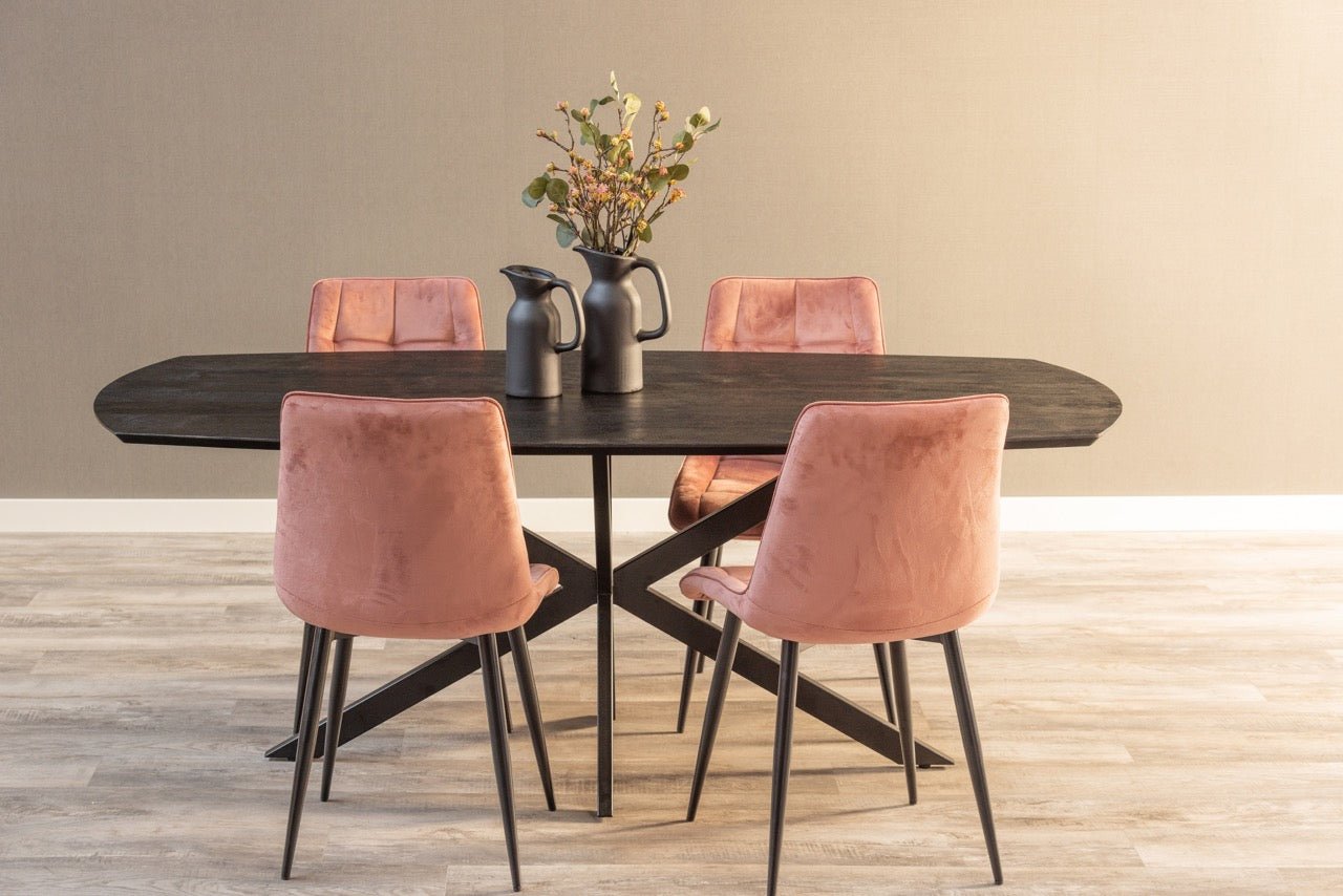 Mangohouten Eettafel Deens Ovaal Tess 180x100 cm Zwart – De Meubel ...