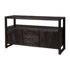 robuust dressoir zwart mangohout met deurtjes en lades 140 cm breed