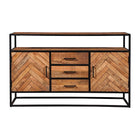 hoog dressoir van mangohout met visgraat 145 cm breed