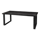 zwarte eettafel met rechthoekig blad van mangohout met u-poot 140 cm lang