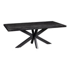 zwarte eettafel rechthoek van mangohout met spinpoot 280 cm lang