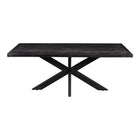 robuuste zwarte rechthoekige eettafel van mangohout 180 cm lang