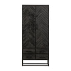 zwarte wandkast met visgraatpatroon van mangohout 80 cm breed