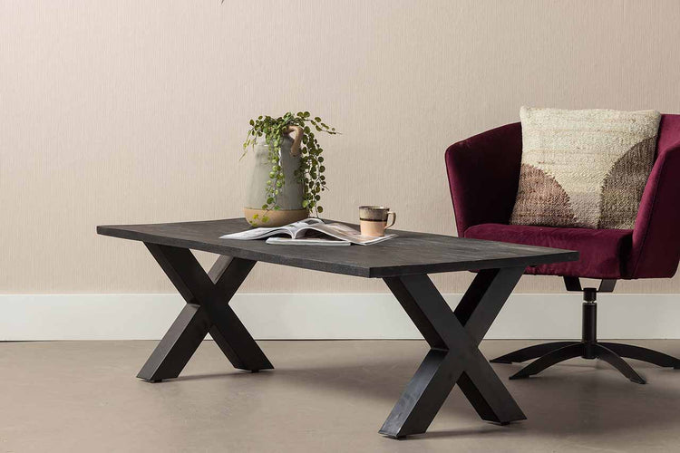 Mangohouten Salontafel Cedric 130 cm Zwart
