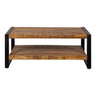 Eenvoudige salontafel van mangohout met dubbele laag 110 cm lang