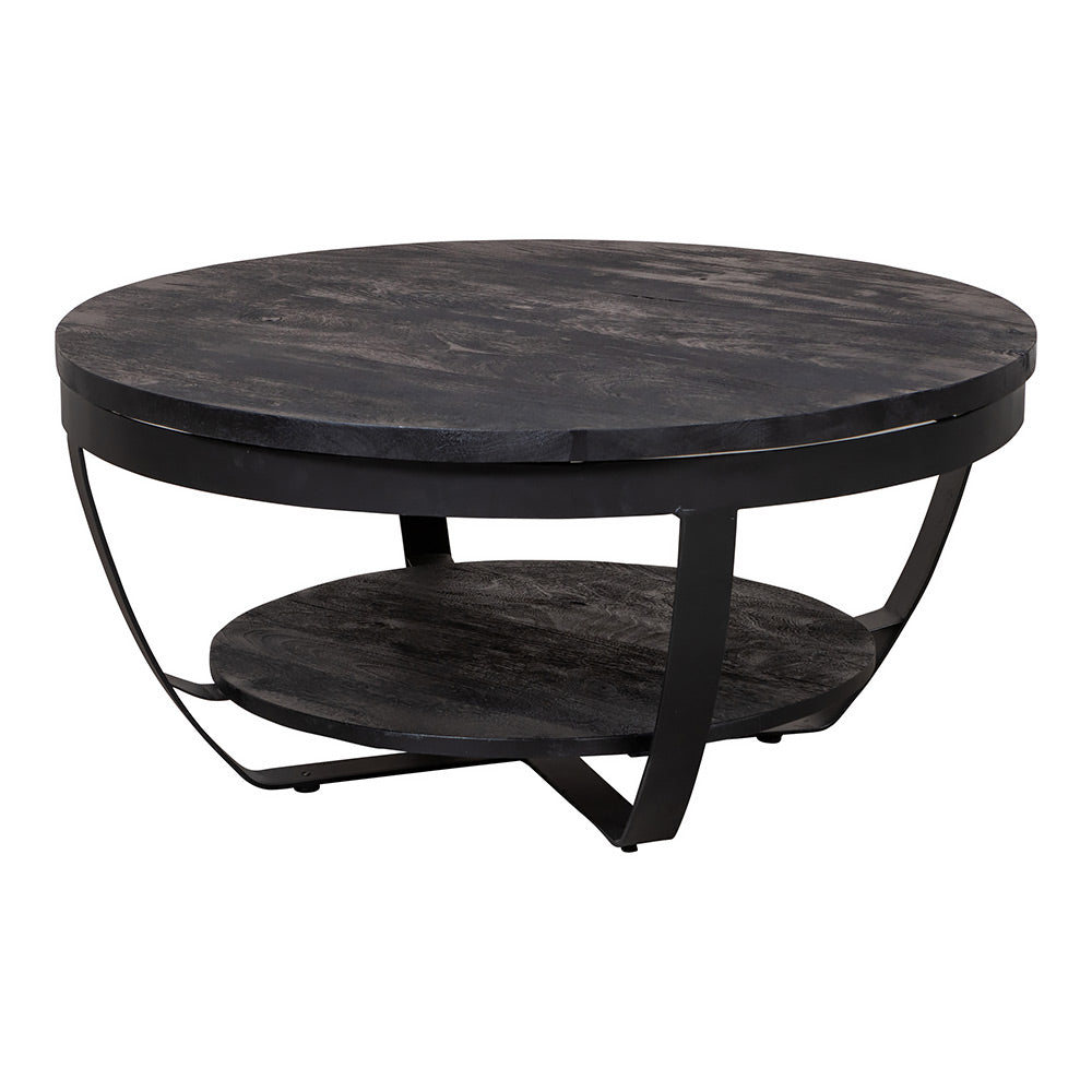 Mangohouten Salontafel Rond Maeve 90 cm Zwart