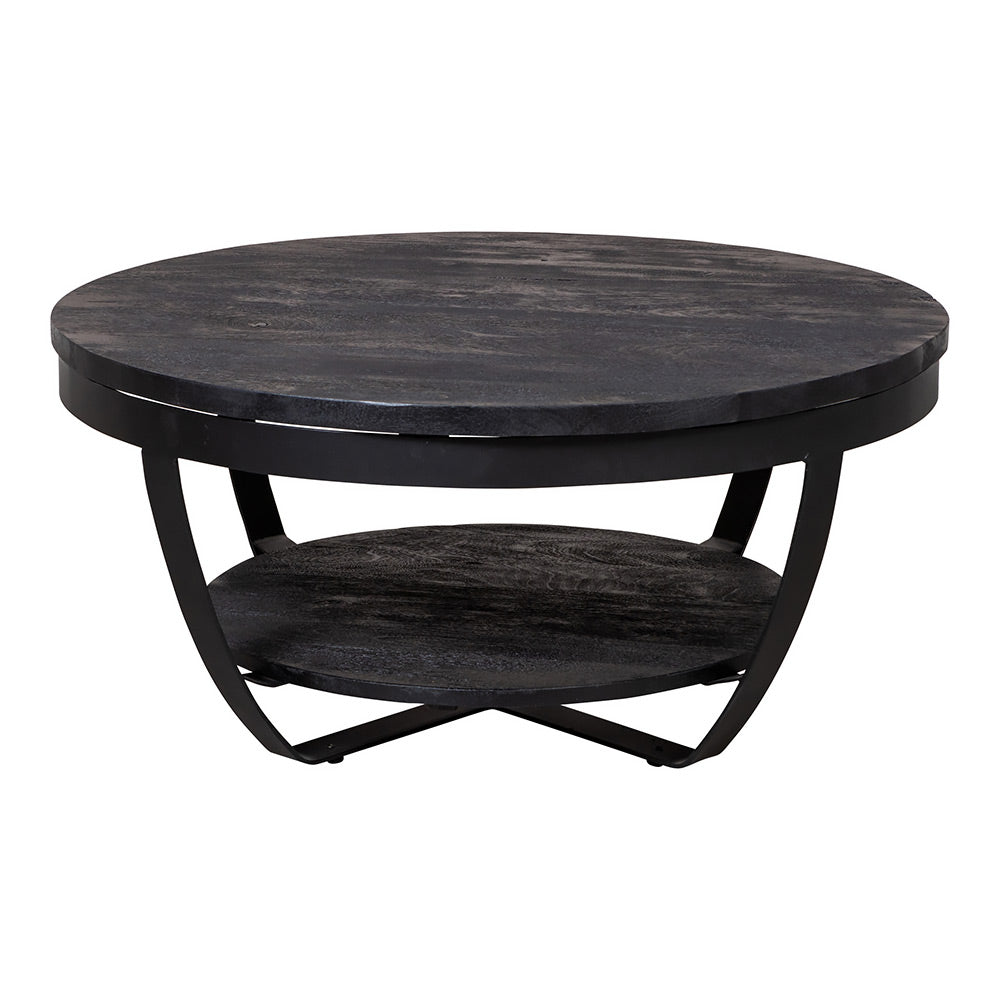 Mangohouten Salontafel Rond Maeve 90 cm Zwart