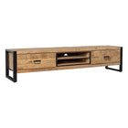 mangohouten tv meubel met 2 lades 200 cm breed