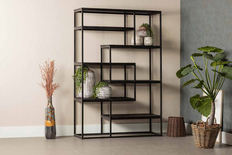 Mangohouten Vakkenkast Bowi 120 cm Zwart
