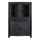 Mangohouten Vitrinekast Kensi 115 cm Zwart