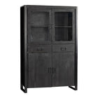 Mangohouten Vitrinekast Kensi 115 cm Zwart