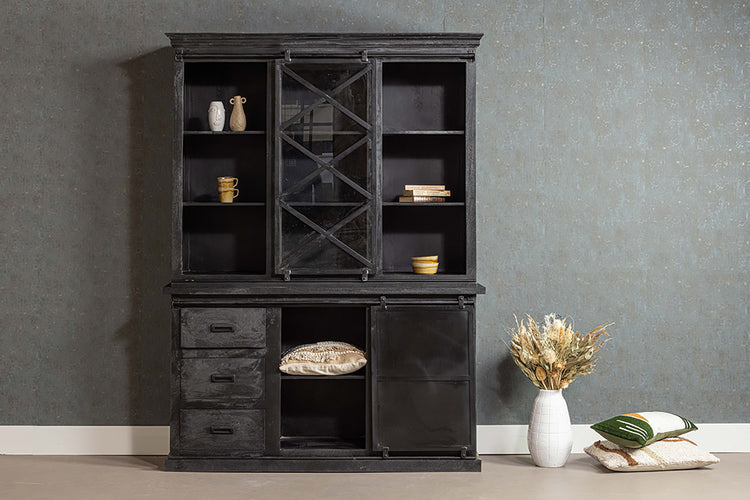 Mangohouten Buffetkast Milan 140 cm X Zwart