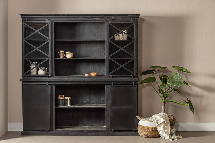 Mangohouten Buffetkast Milan 220 cm X Zwart