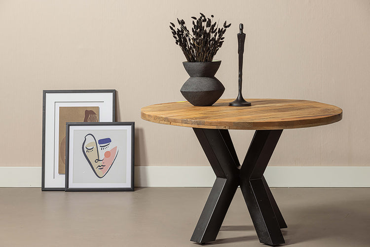 Mangohouten Eettafel Rond Tara 130 cm (5cm)