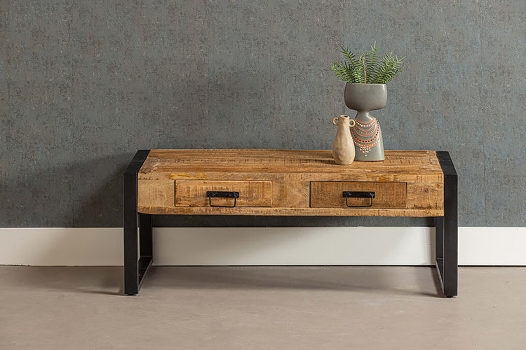 Mangohouten Salontafel Kensi 2 lades 120 cm