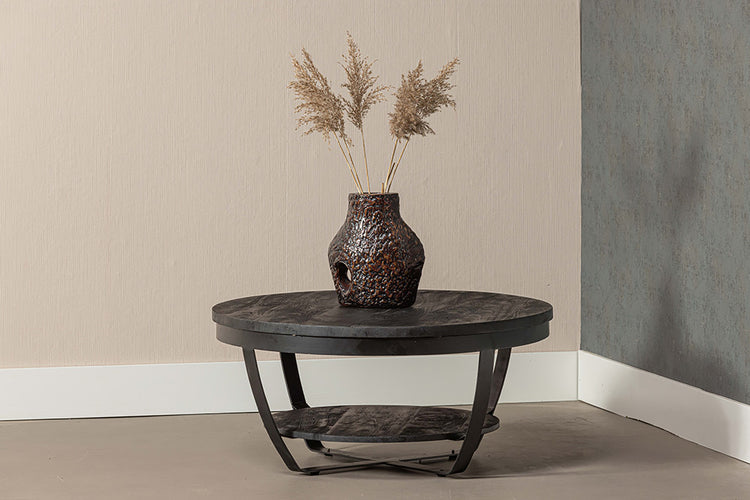 Mangohouten Salontafel Maeve Rond 90 cm Zwart