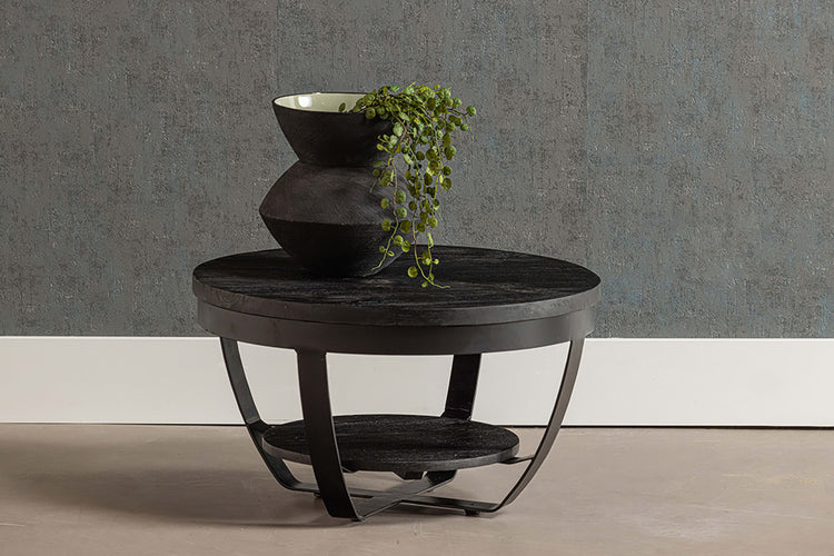 Mangohouten Salontafel Maeve Rond 65 cm Zwart