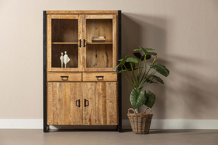 Mangohouten Vitrinekast Kensi 115 cm